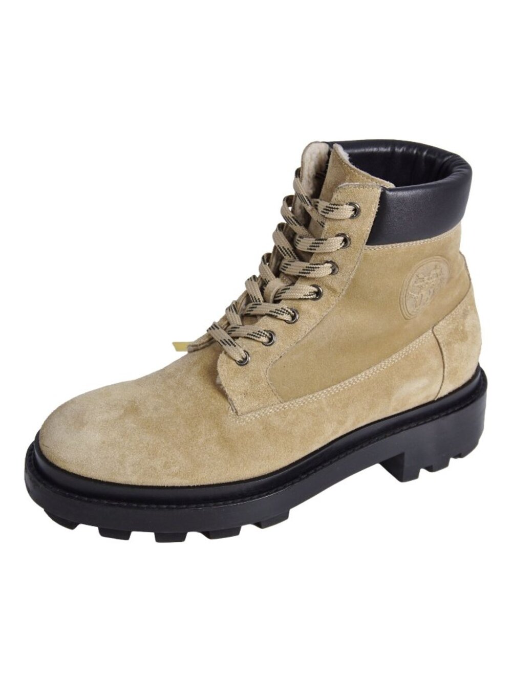 Hermes Boots Fair Lace-up Shearling Shoes Suede Beige